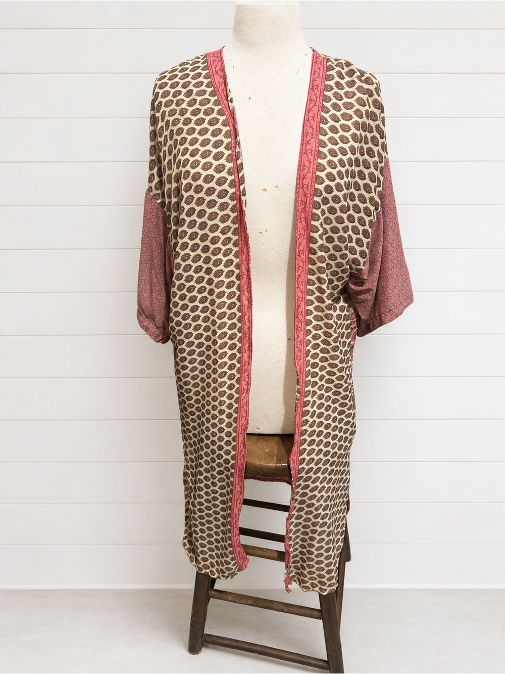 Angie Brown and Dusty Rose Printed Kimono-Style Robe